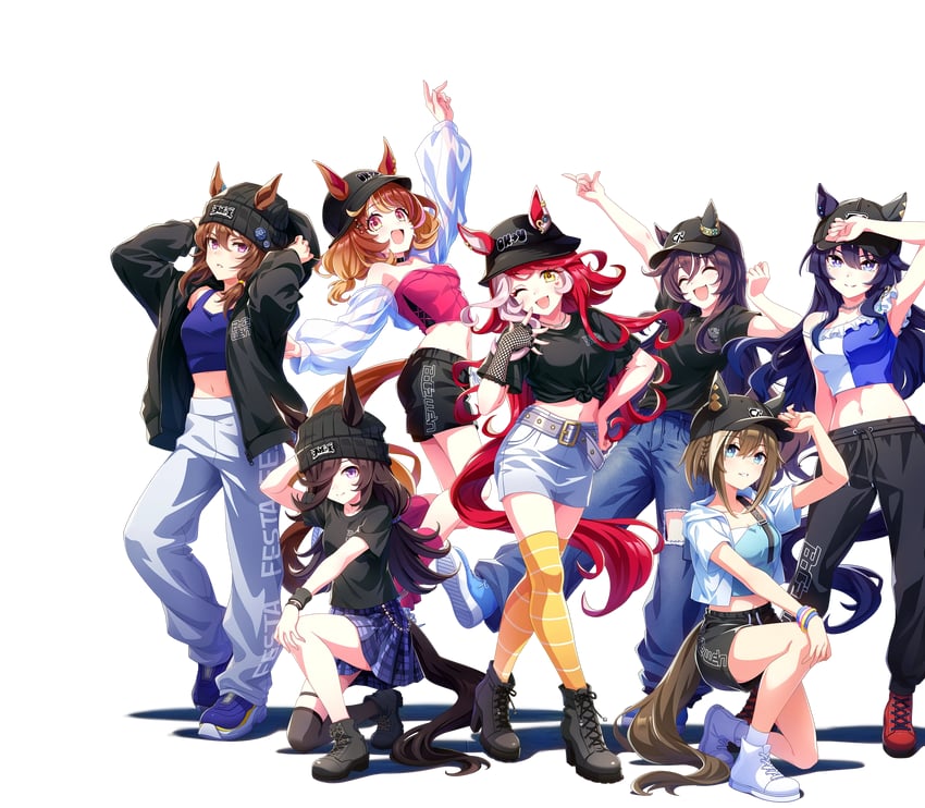 north flight, rice shower, verxina, nakayama festa, loves only you, and 2 more (umamusume)