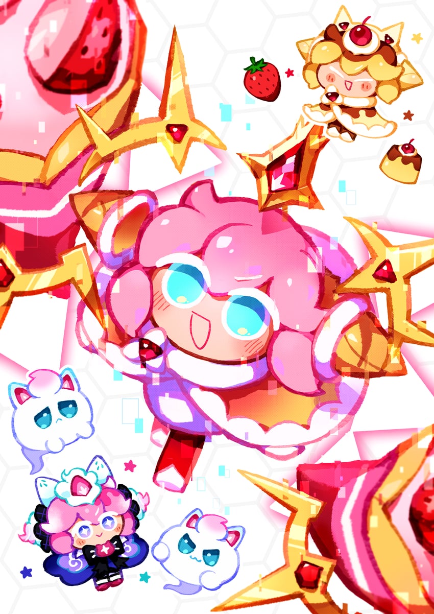 strawberry crepe cookie (cookie run and 1 more) drawn by melvi0