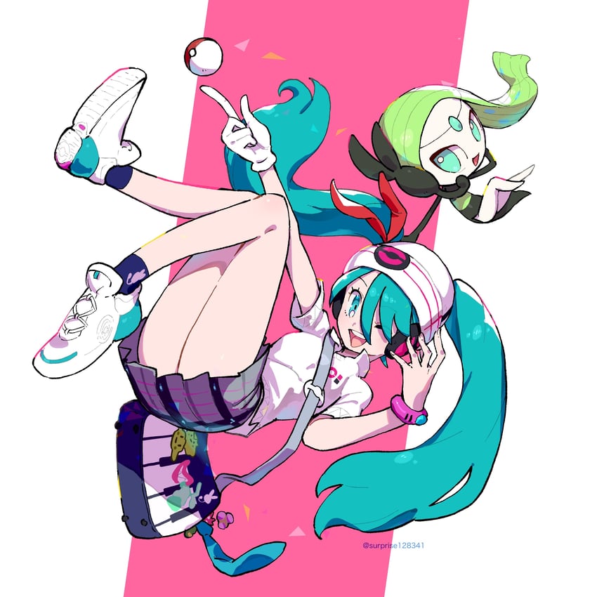 hatsune miku, meloetta, and psychic miku (pokemon and 2 more) drawn by matsumoto_(matsu0821)
