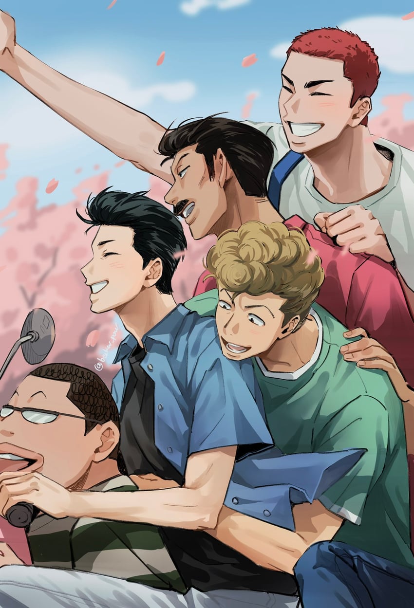 sakuragi hanamichi, mito youhei, takamiya nozomi, ookusu yuuji, and noma chuuichirou (slam dunk) drawn by beaker_pour