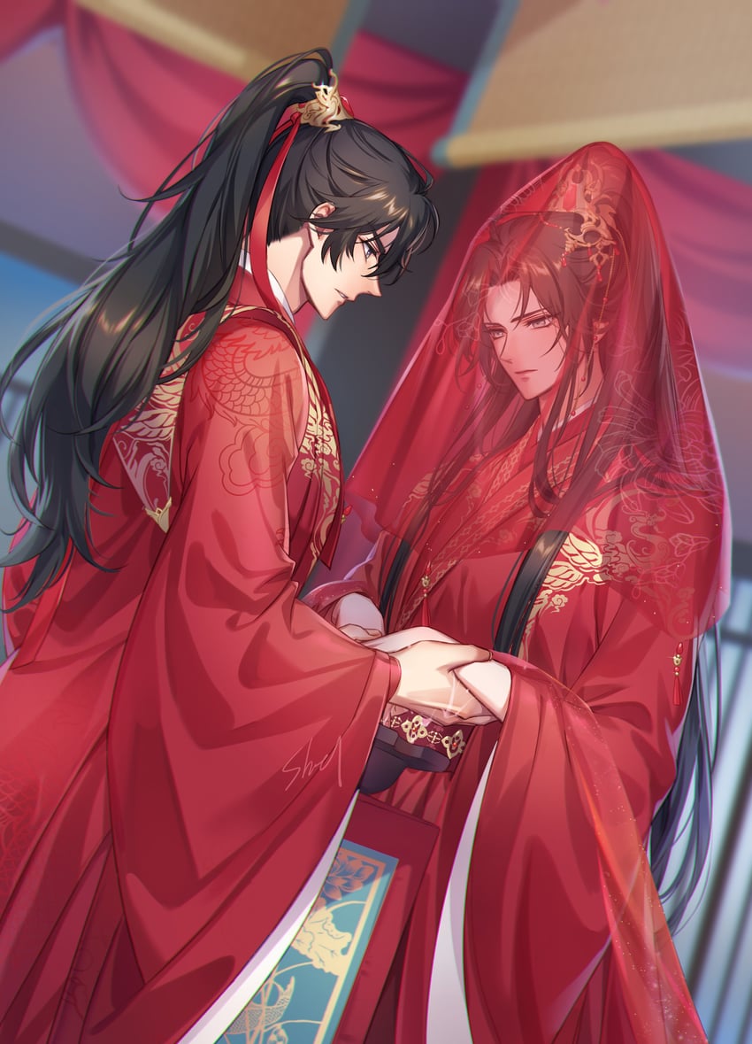 chu wanning and mo ran (erha he tadebai mao shizun) drawn by zehel_az