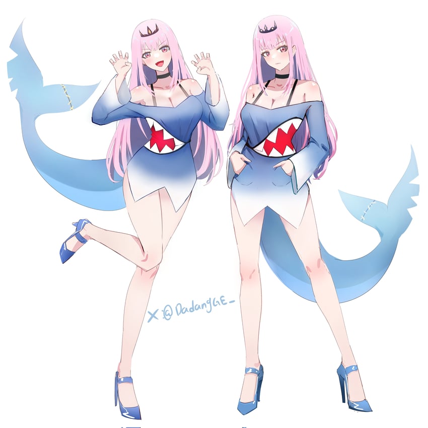 gawr gura and mori calliope (hololive and 1 more) drawn by dadangge