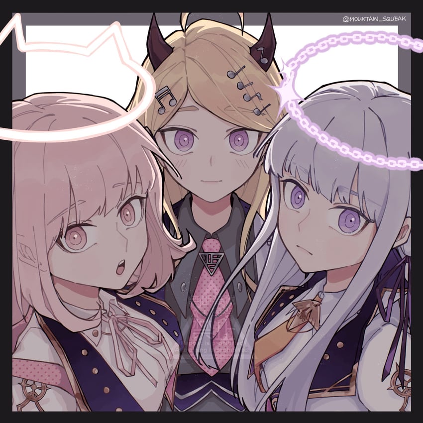 nanami chiaki, akamatsu kaede, and kirigiri kyoko (danganronpa and 3 more) drawn by mountain_squeak