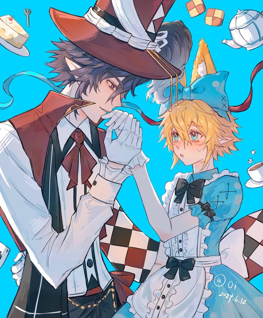 alice, king, and ray (alice's adventures in wonderland and 1 more) drawn by plutoray