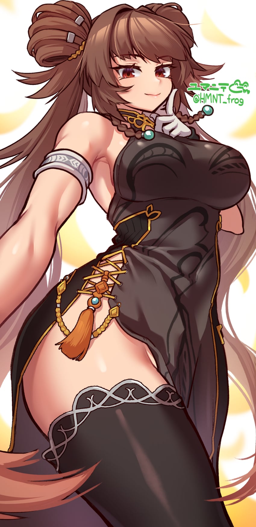 female fighter and female nen master (dungeon and fighter and 1 more) drawn by humanite_frog