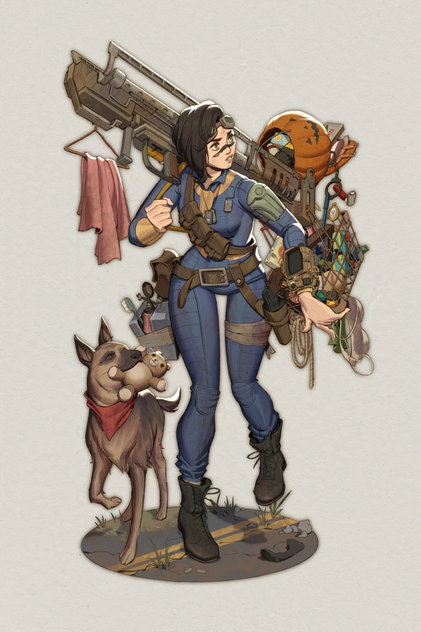 sole survivor and dogmeat (fallout and 1 more) drawn by asphodelles_art