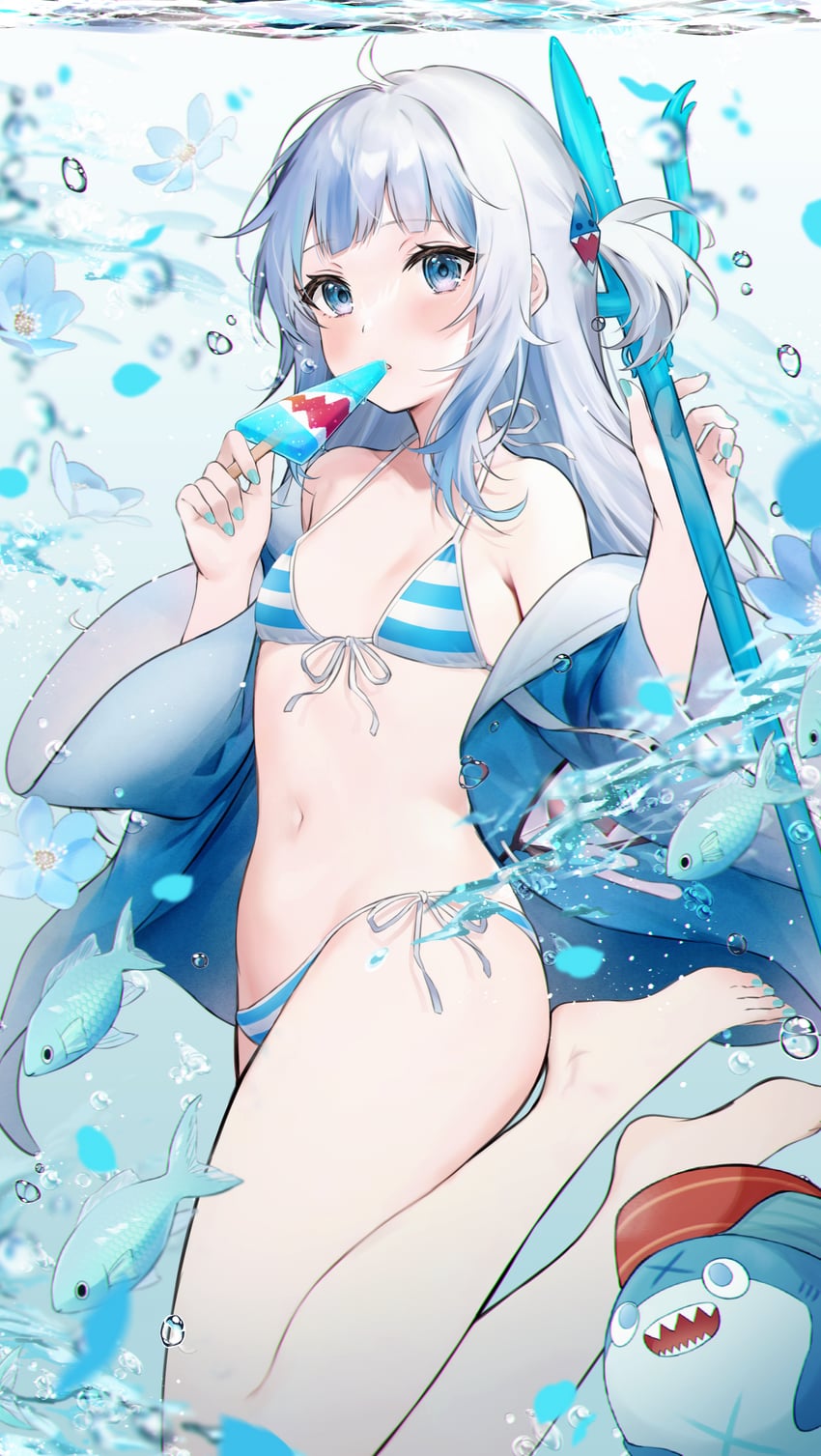 gawr gura and bloop (hololive and 1 more) drawn by haru_(re_ilust)