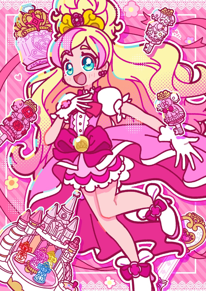 haruno haruka and cure flora (precure and 1 more) drawn by hitode_fish
