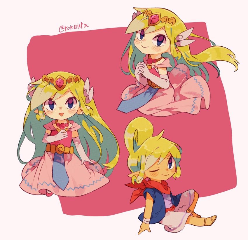 princess zelda, toon zelda, and tetra (the legend of zelda and 1 more) drawn by tokuura