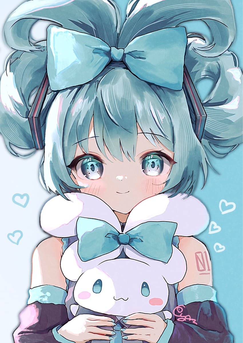 hatsune miku, cinnamoroll, and cinnamiku (vocaloid and 2 more) drawn by cyan_(sasukeone3)