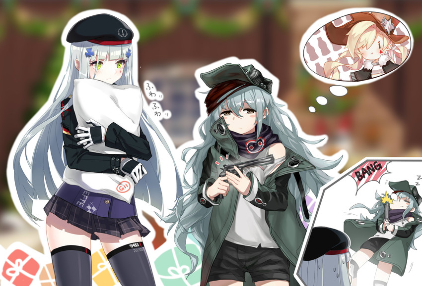 hk416, g11, and colt revolver (girls' frontline) drawn by creamyghost