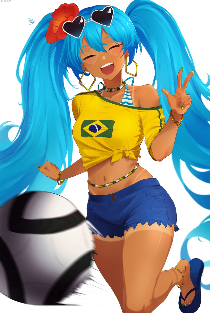 hatsune miku and brazilian miku (vocaloid) drawn by deal_snda