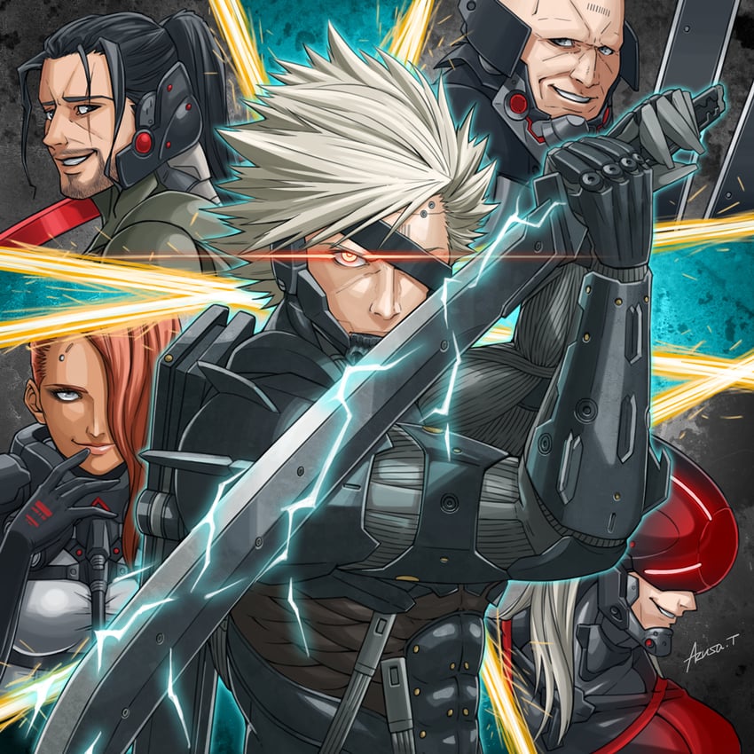raiden, samuel rodrigues, mistral, monsoon, and sundowner (metal gear and 1 more) drawn by azusa_tanaka