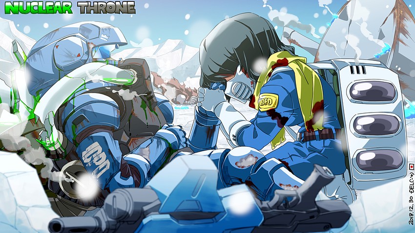 rogue, lil hunter, and snowbot (nuclear throne) drawn by del-chan