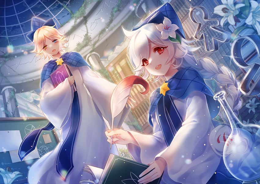 pure vanilla cookie and white lily cookie (cookie run and 1 more) drawn by hobak