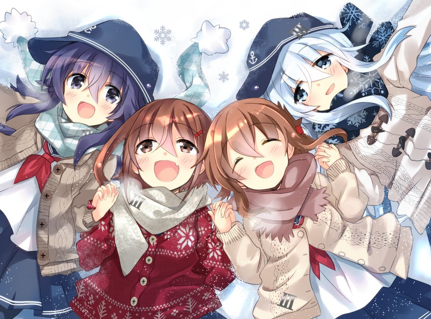 hibiki, inazuma, ikazuchi, and akatsuki (kantai collection) drawn by hizuki_yayoi