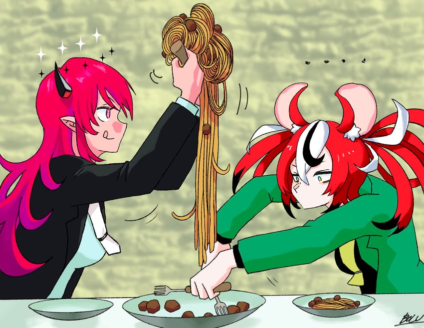 hakos baelz, irys, arsene lupin iii, and jigen daisuke (hololive and 3 more) drawn by bolu