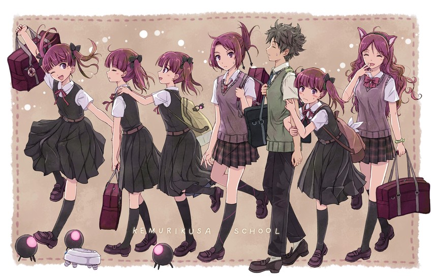 rin, rina, ritsu, wakaba, and shiro (kemurikusa) drawn by yakka