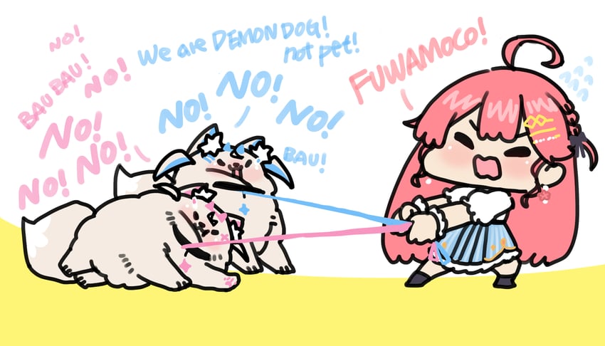 sakura miko, fuwawa abyssgard, and mococo abyssgard (hololive and 1 more) drawn by gooster