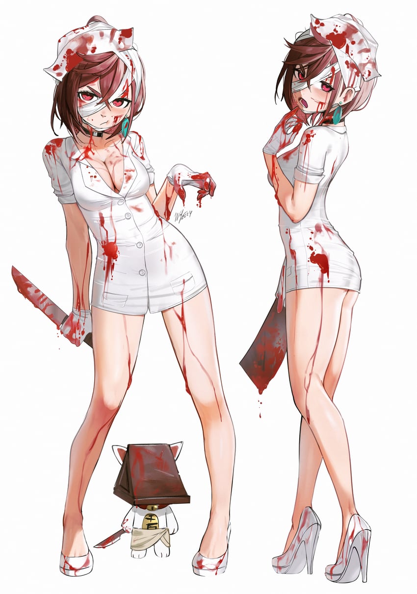 ayase momo, turbo granny, pyramid head, and bubble head nurse (dandadan and 2 more) drawn by waligner