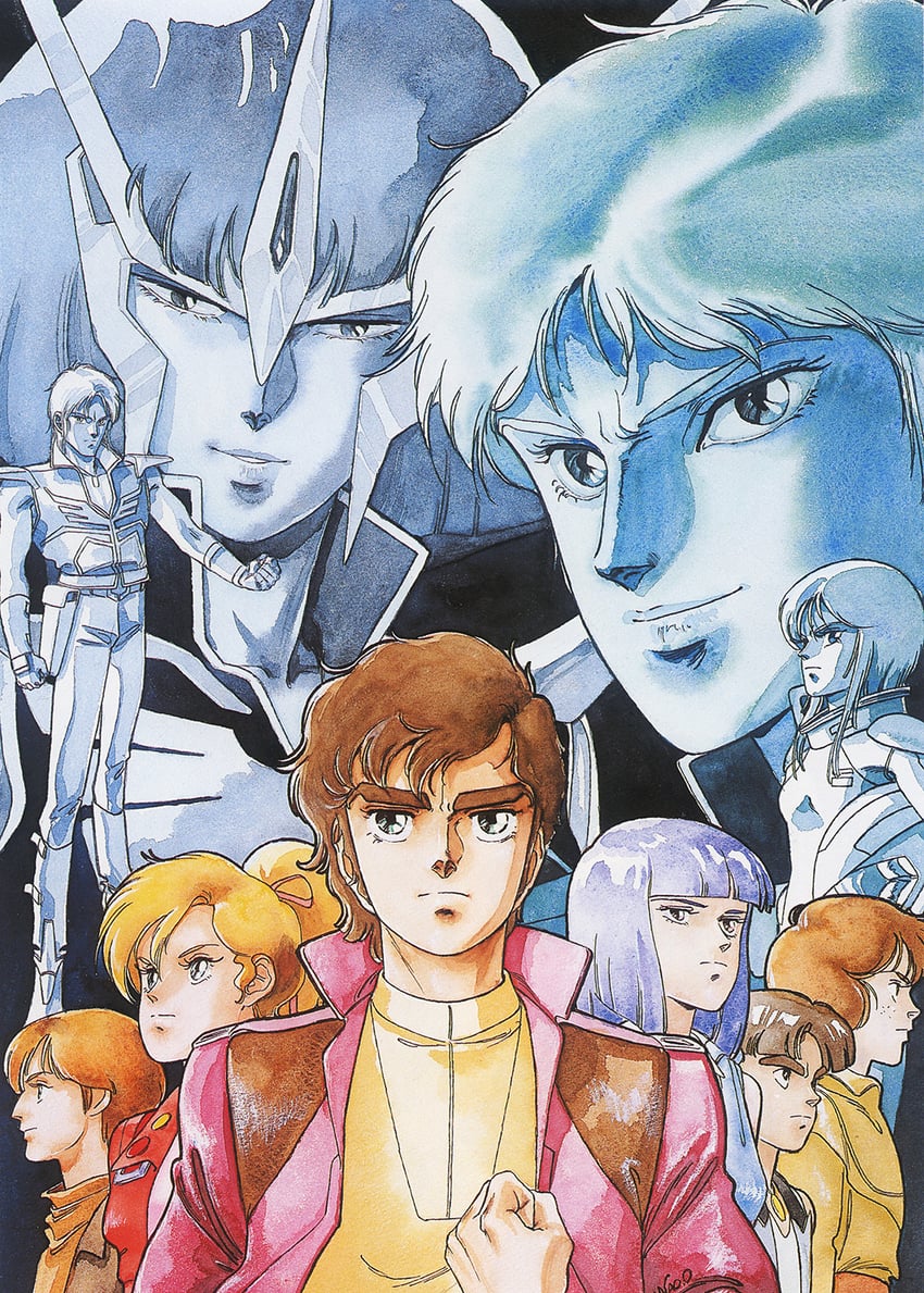 haman karn, elpeo puru, judau ashta, roux louka, elle vianno, and 5 more (gundam and 1 more) drawn by onda_naoyuki