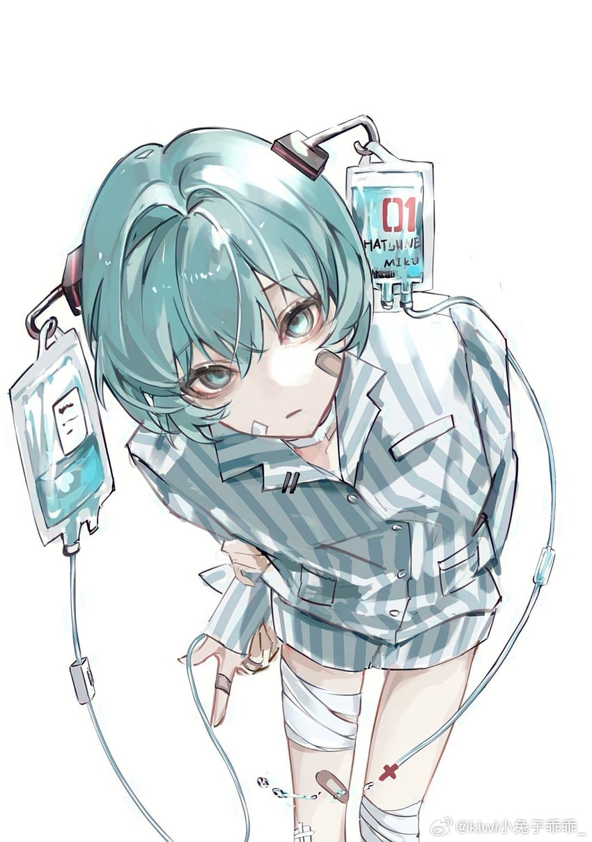 hatsune miku and sick miku (vocaloid) drawn by xiao_tuzi_guaiguai