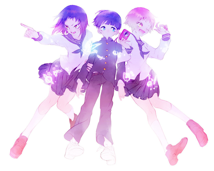 kageyama shigeo, kurata tome, and mezato ichi (mob psycho 100) drawn by meshi_(plum_memo)