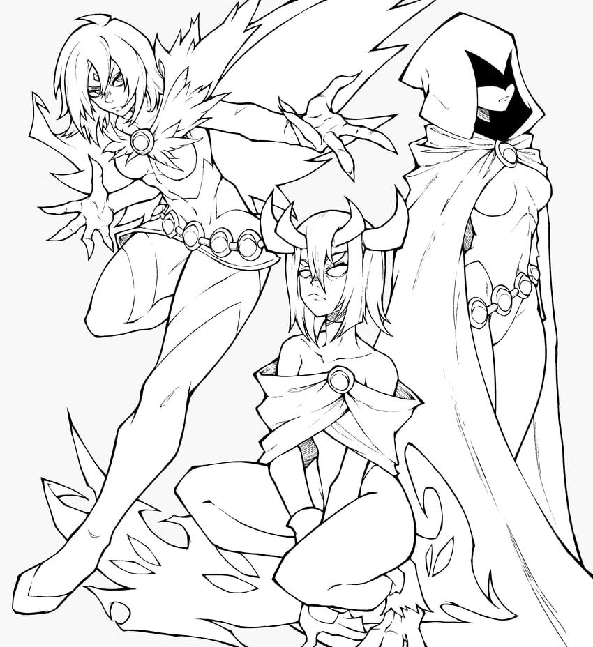 raven and demonic raven (dc comics and 1 more) drawn by kekel