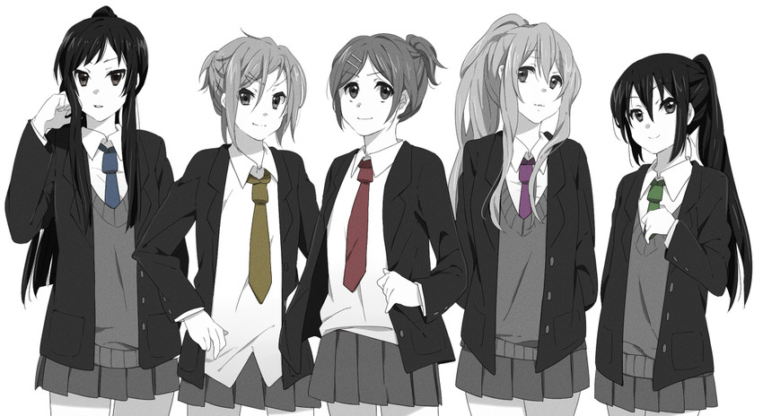 akiyama mio, nakano azusa, hirasawa yui, tainaka ritsu, and kotobuki tsumugi (k-on!) drawn by karuha