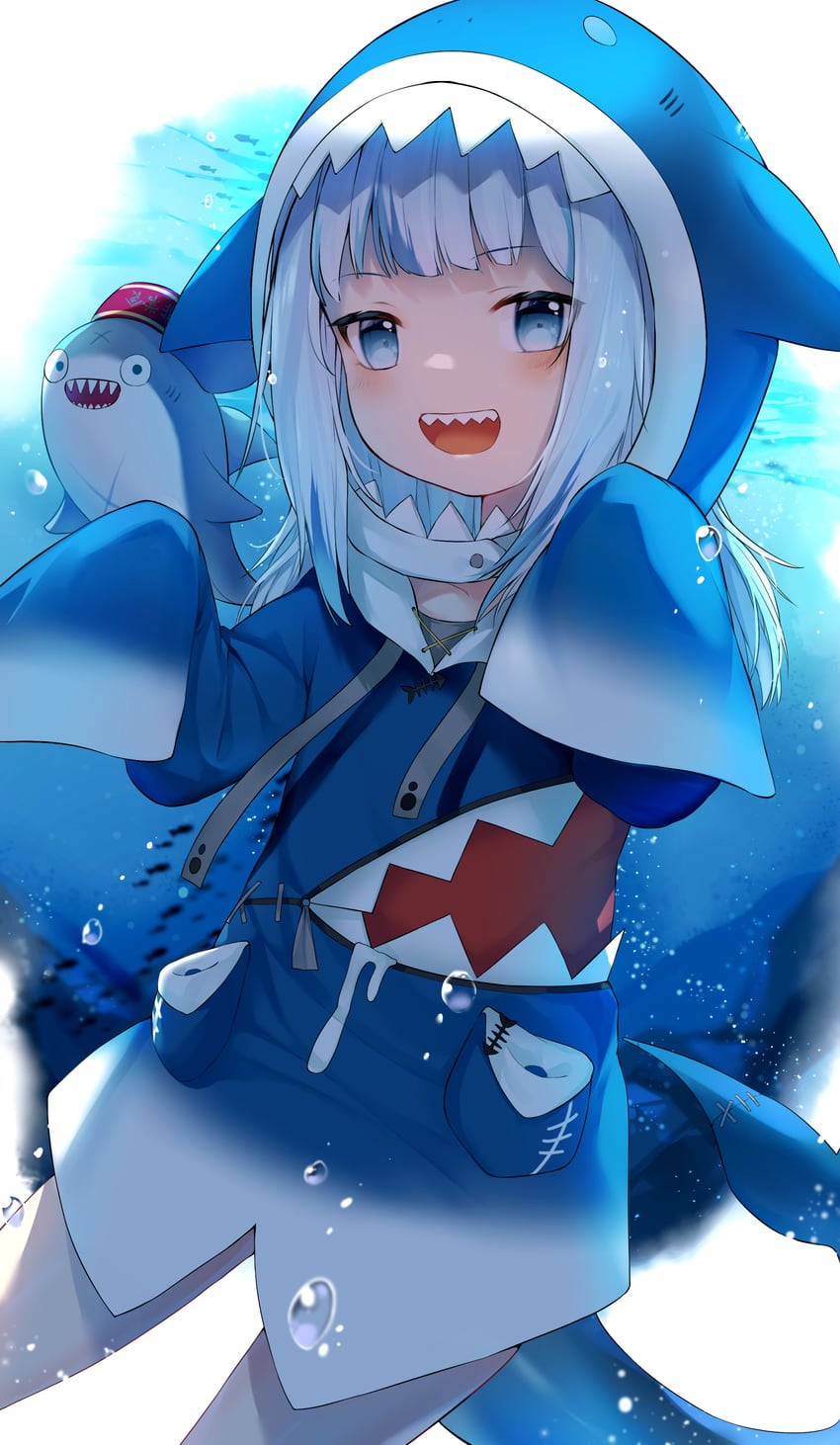 gawr gura and bloop (hololive and 1 more) drawn by snozaki