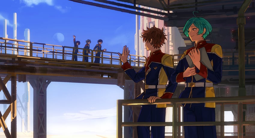 morisawa chiaki, shinkai kanata, sengoku shinobu, takamine midori, and nagumo tetora (ensemble stars!) drawn by nirrro