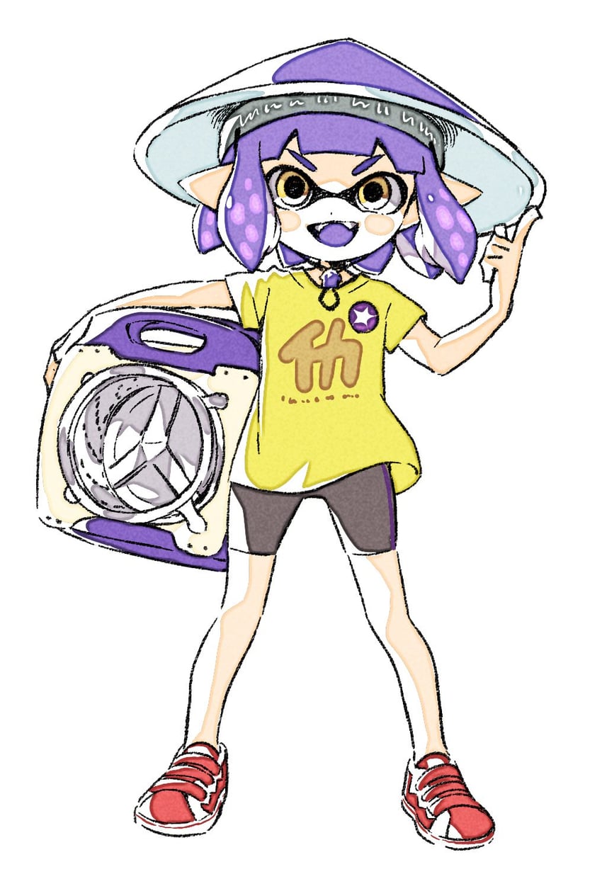 inkling player character and inkling girl (splatoon) drawn by sen_squid