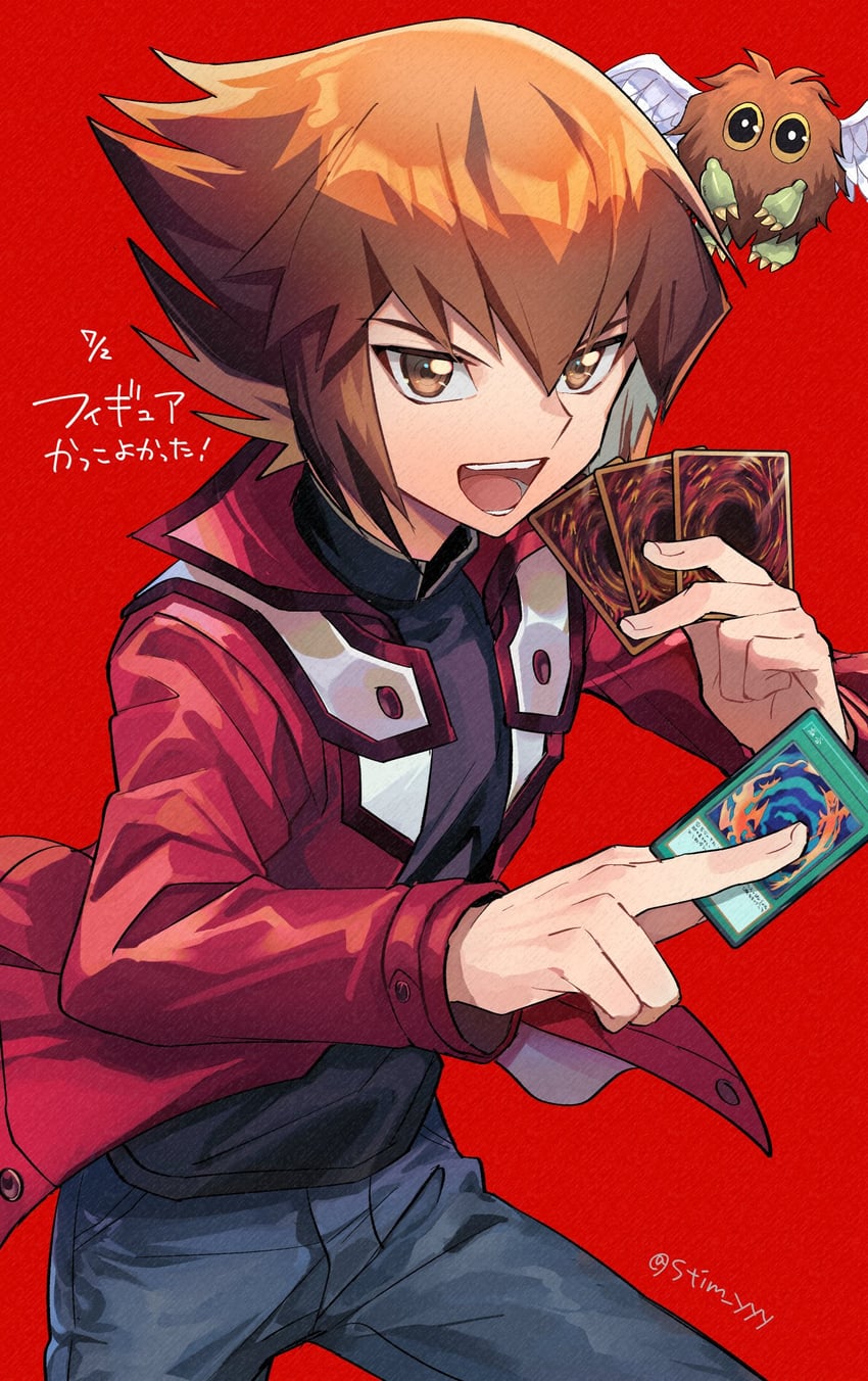 yuki judai, winged kuriboh, and polymerization (yu-gi-oh! and 1 more) drawn by kuroda_(kuro_yyy)