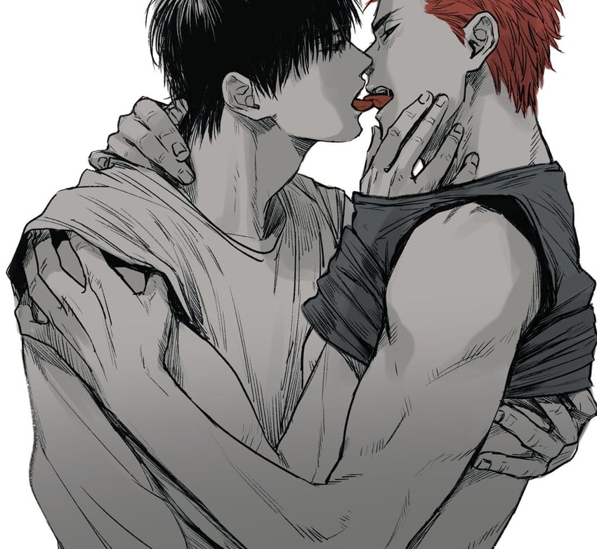 sakuragi hanamichi and rukawa kaede (slam dunk) drawn by marukome0816