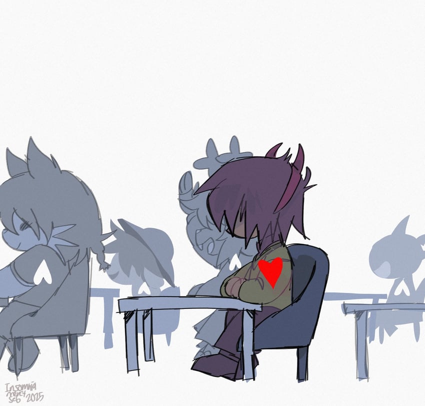 kris, noelle holiday, and monster kid (deltarune) drawn by seb_sketches