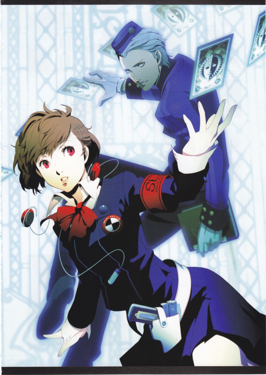shiomi kotone and theodore (persona and 2 more) drawn by soejima_shigenori