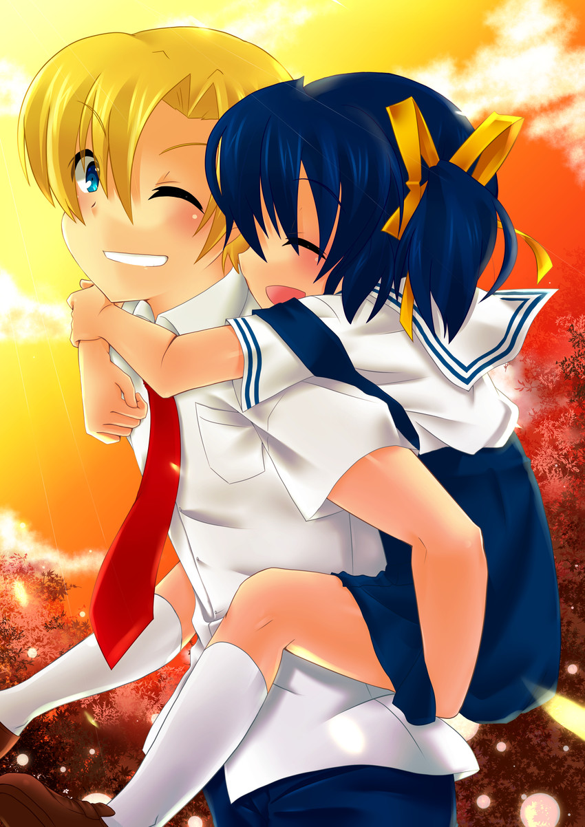sunohara youhei and sunohara mei (clannad) drawn by juujiro_eru