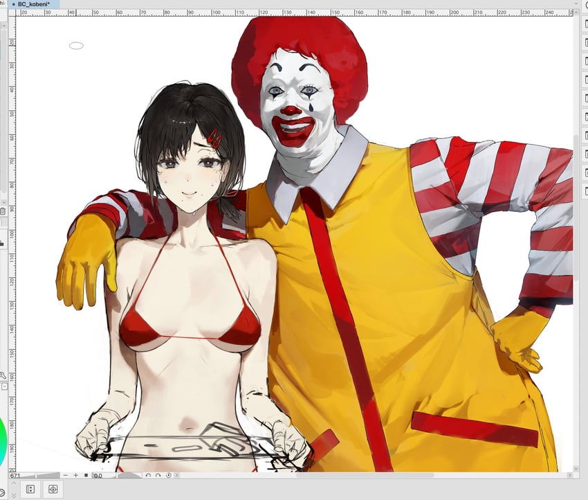 higashiyama kobeni and ronald mcdonald (chainsaw man and 1 more) drawn by heavenmole