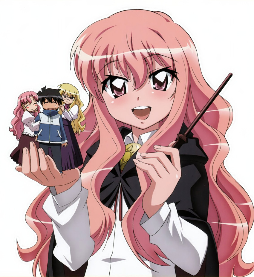 louise francoise le blanc de la valliere, hiraga saito, cattleya yvette la baume le blanc de la fontaine, and eleanor albertine le blanc de la blois de la valliere (zero no tsukaima) drawn by fujii_masahiro
