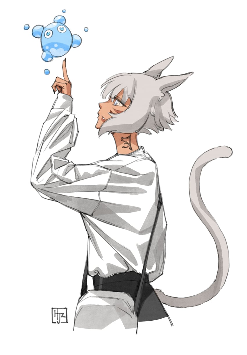 y'shtola rhul and nixie (final fantasy and 1 more) drawn by hjz_(artemi)