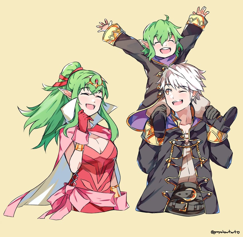 male robin, tiki, and female morgan (fire emblem and 1 more) drawn by graysheartart