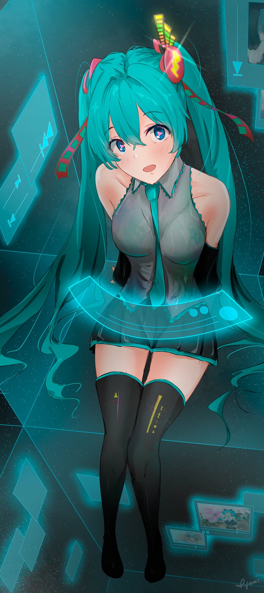hatsune miku and magical mirai miku (vocaloid and 1 more) drawn by aikawa_yumi
