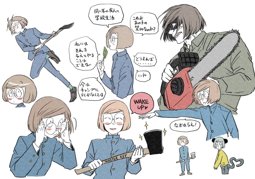 nyon, luther von ivory, dream luther, and axe luther (randal's friends) drawn by tsukasa_(tsukasa_mimizuku)