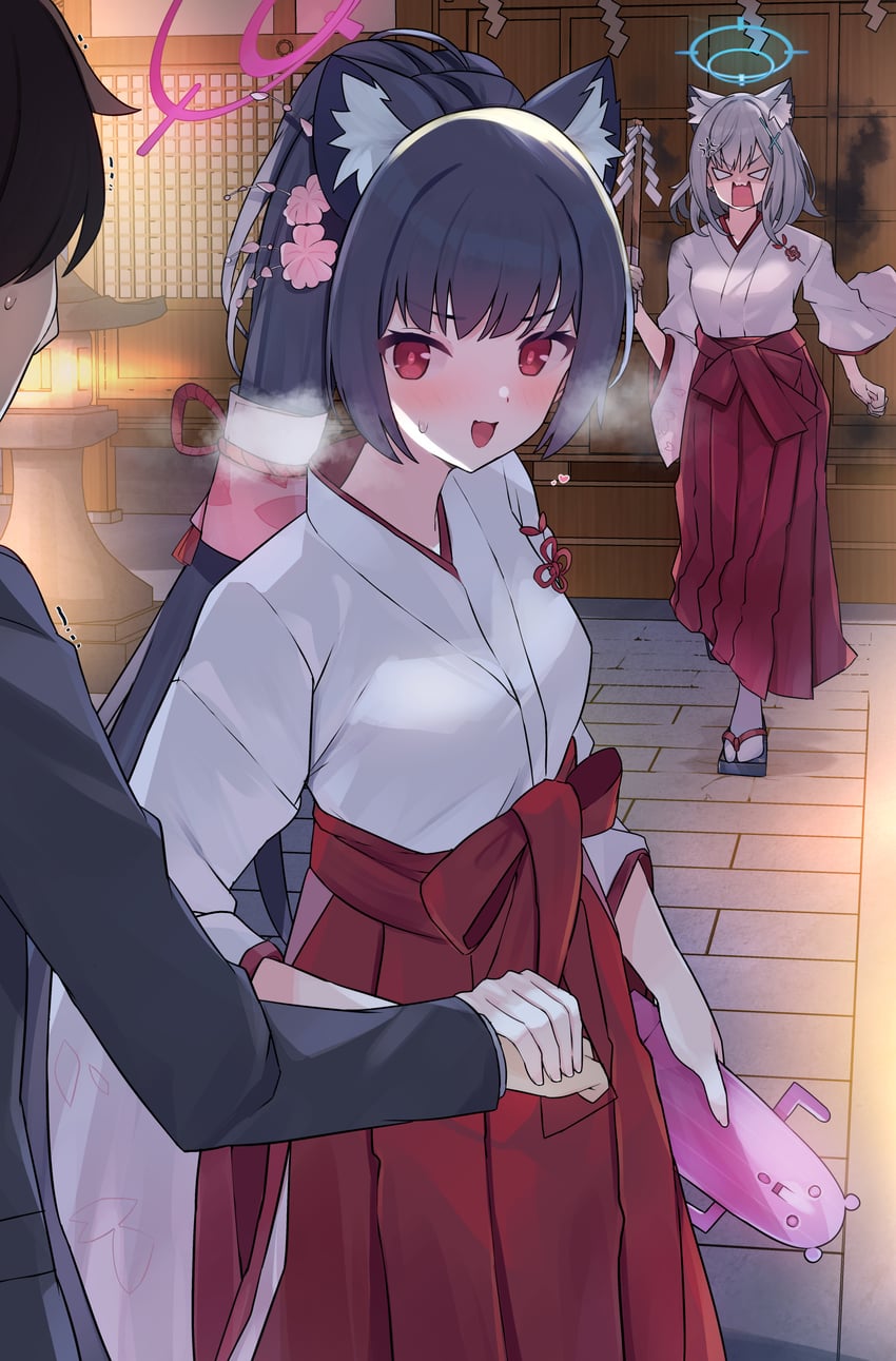 sensei, shiroko, and serika (blue archive) drawn by mi_taro333