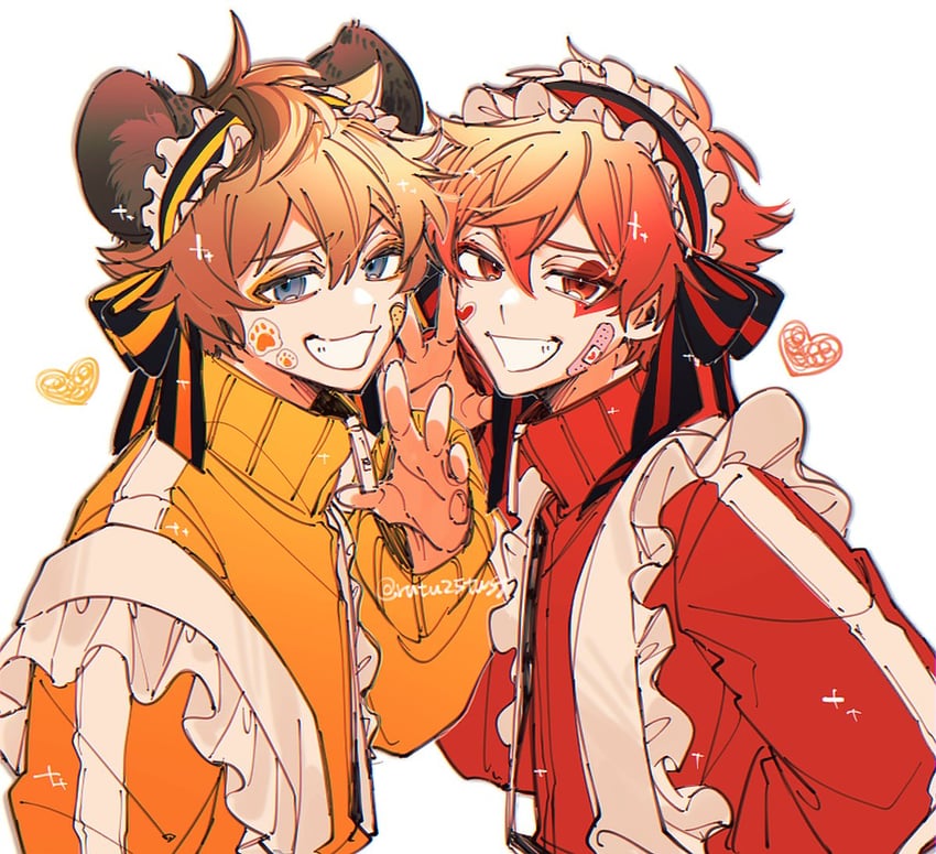 ruggie bucchi and ace trappola (twisted wonderland) drawn by rutu