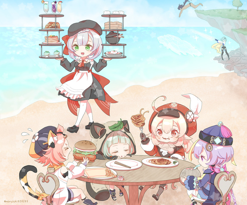 klee, eula, qiqi, kaeya, noelle, and 2 more (genshin impact and 1 more) drawn by maruichi_(020205)