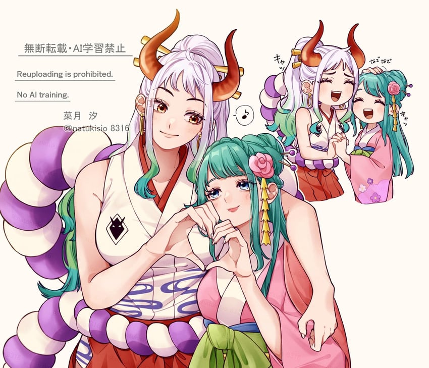 yamato and kouzuki hiyori (one piece) drawn by natsuki_shio