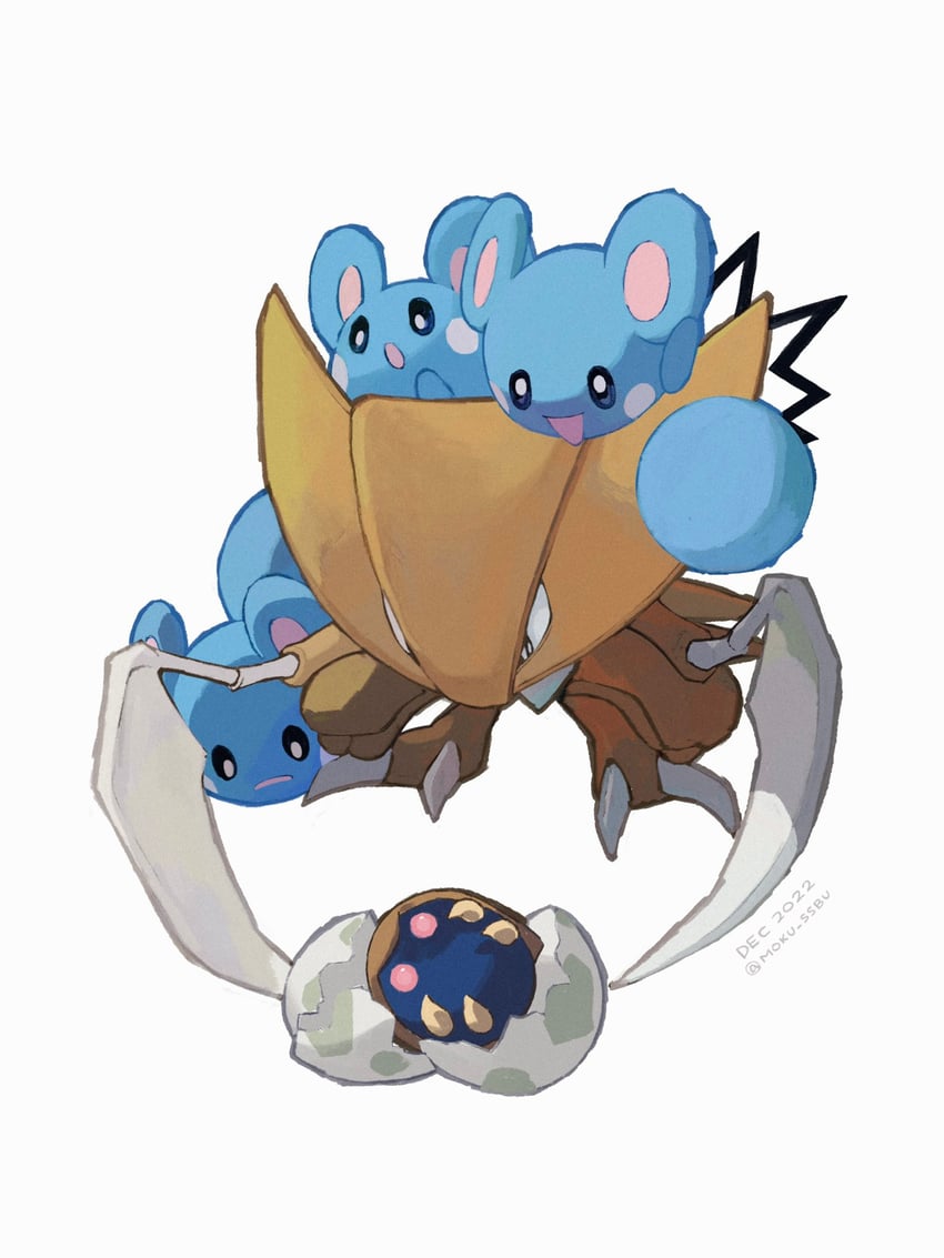 azurill, kabutops, and kabuto (pokemon) drawn by mokuzou_(moku_ssbu)