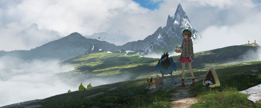 gloria, eevee, rotom, rotom phone, oddish, and 7 more (pokemon and 1 more) drawn by asteroid_ill