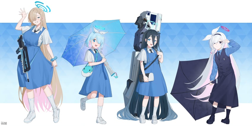 asuna, aris, arona, and plana (blue archive) drawn by fikkyun